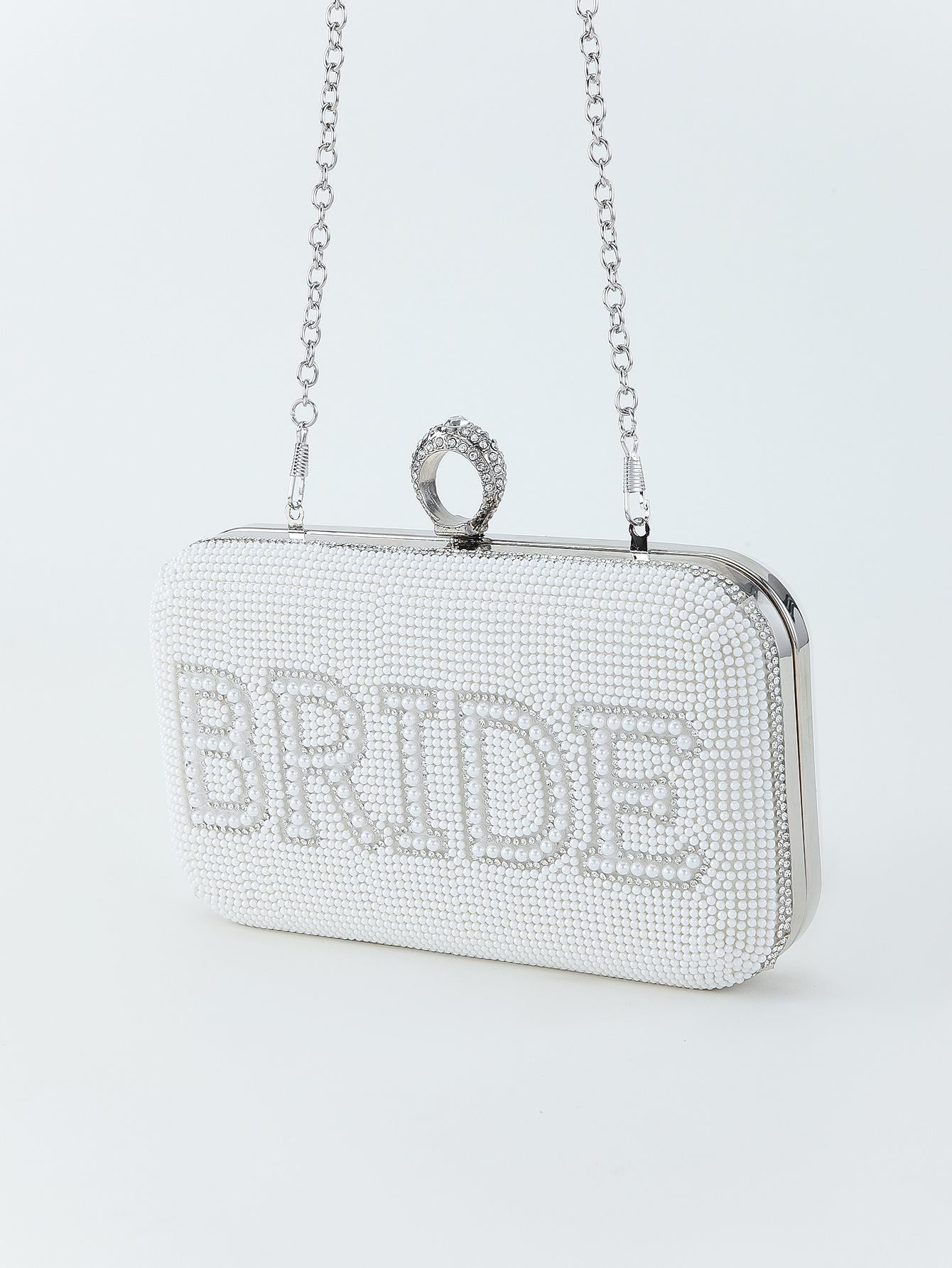 Clutch Noiva mit Pailletten – Weiß und Silber