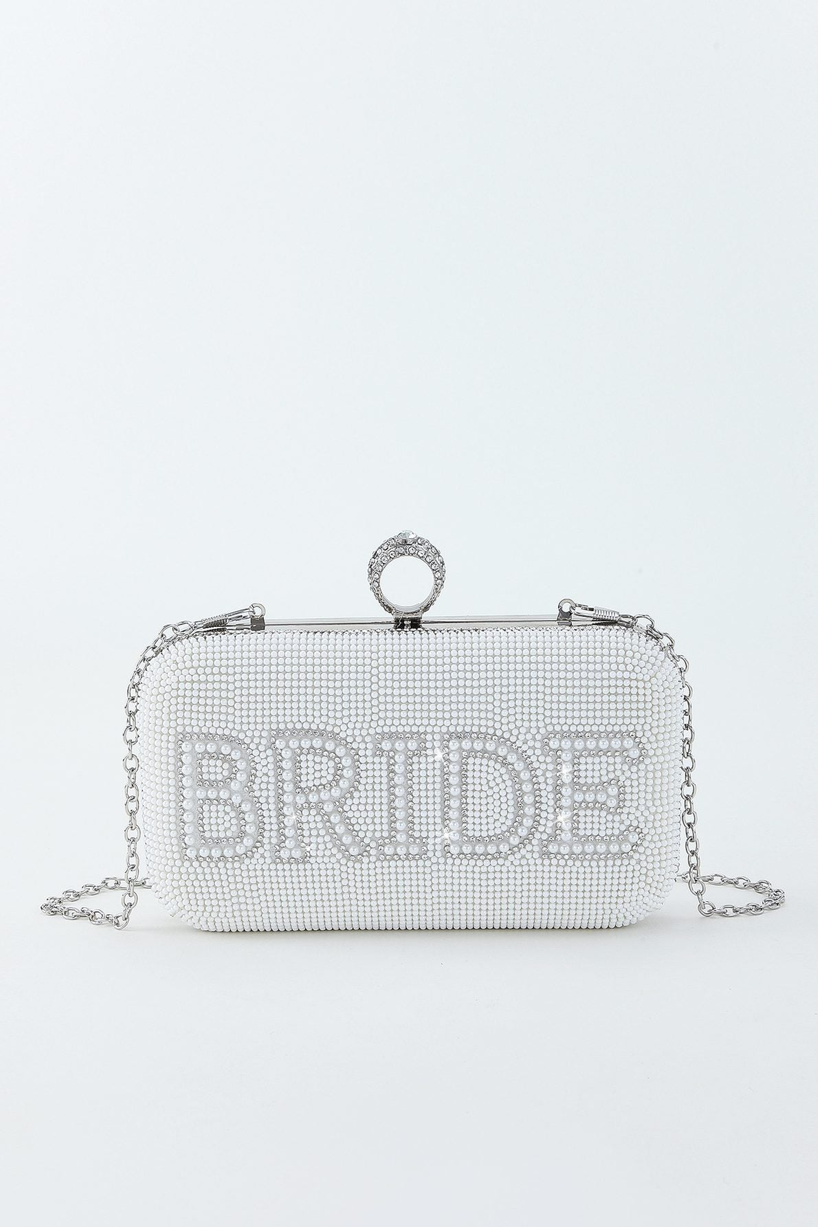 Clutch Noiva mit Pailletten – Weiß und Silber