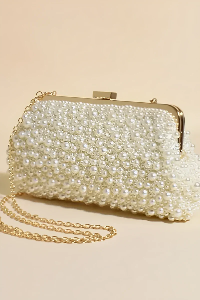 Clutch Norma Jean mit synthetischen Perlen