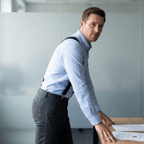 Hosenträger Herren X-Form – 4 Clips, Verstellbar, Unsichtbar unter dem Hemd