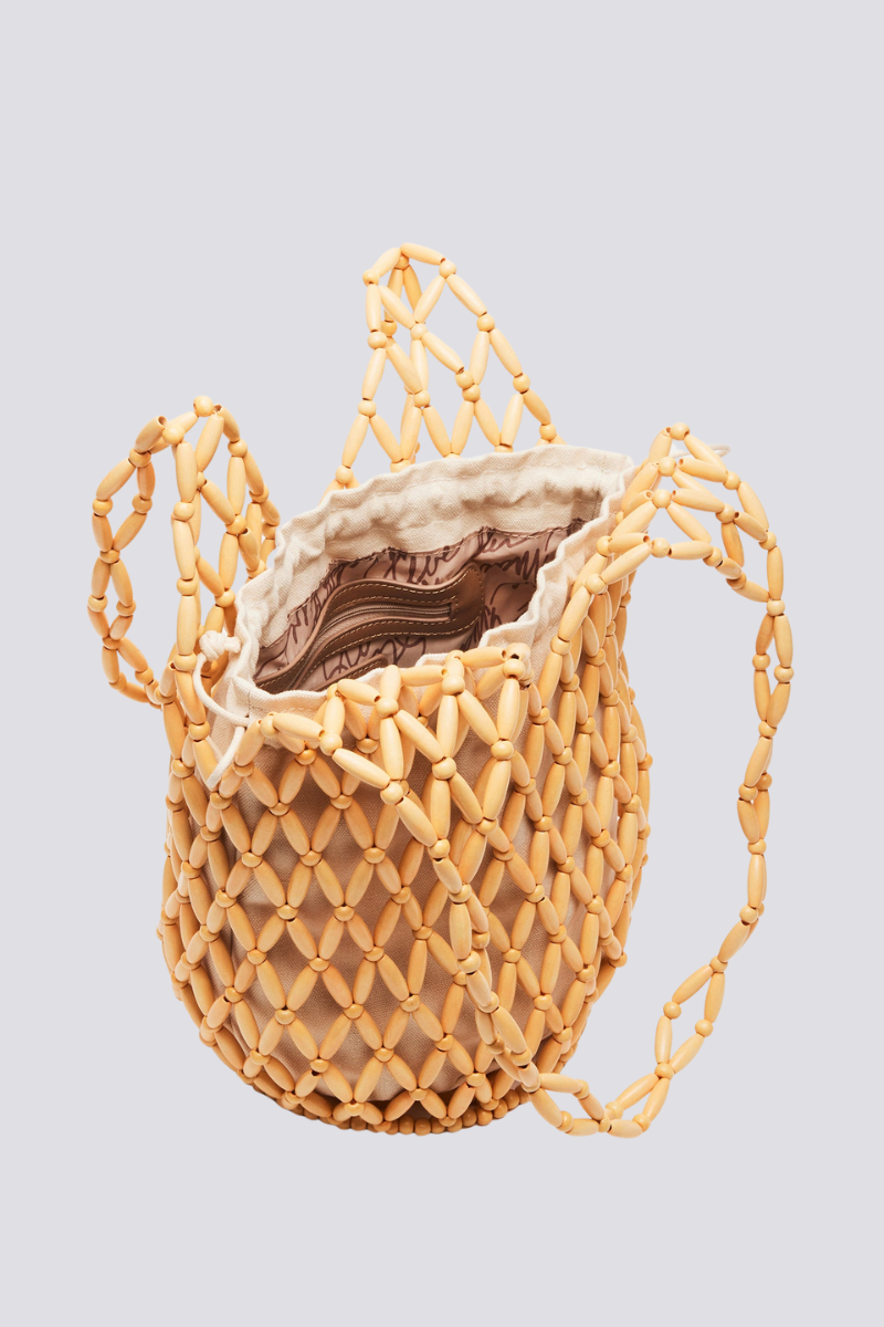 Schultertasche Georgina mit Holzperlen